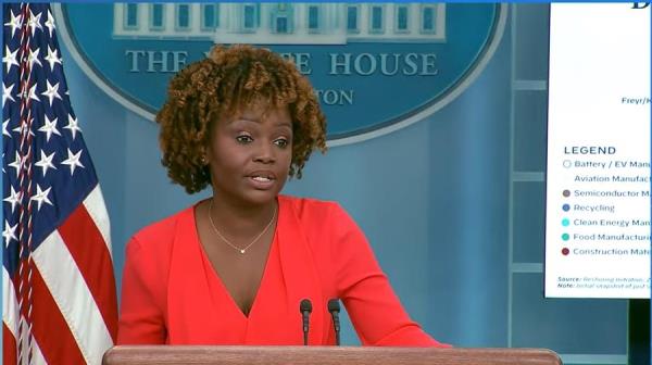 White House Press Secretary Karine Jean-Pierre is seen speaking during a daily press briefing at the White House in Washington on Jan. 11, 2023 in this image captured from the website of the White House. (Yonhap)