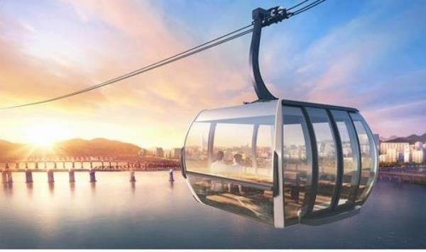 This rendering provided by the Seoul city government on March 9, 2023, shows a go<em></em>ndola cable car system planned over the Han River. (PHOTO NOT FOR SALE) (Yonhap)