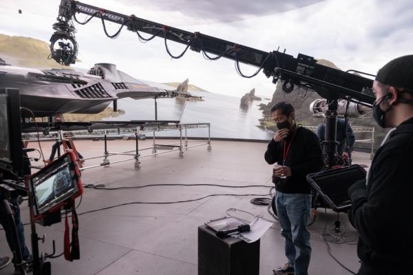 American film director Lee Isaac Chung (L), who directed Disney+ sci-fi space adventure series 