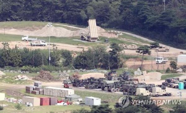 This file image, taken Sept. 15, 2022, shows a U.S. Terminal High-Altitude Area Defense missile defense unit in Seongju, 214 kilometers southeast of Seoul. (Yonhap)