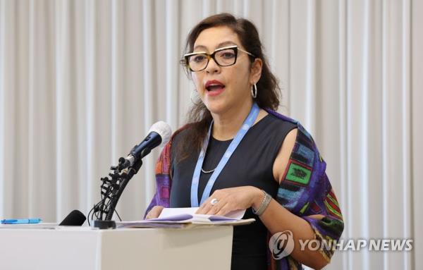 Elizabeth Salmon, the U.N. special rapporteur for North Korea's human rights, holds a news co<em></em>nference on the outcomes of her visit to South Korea at a hotel in Seoul, in this file photo taken Sept. 2, 2022. (Yonhap)