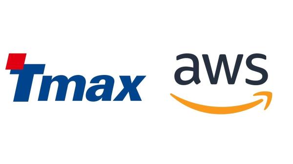 The corporate logos of Tmax Group and Amazon Web Services are seen in this photo provided by Tmax. (PHOTO NOT FOR SALE) (Yonhap)