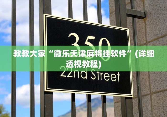 教教大家“微乐天津麻将挂软件”(详细透视教程)