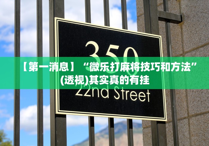 【第一消息】“微乐打麻将技巧和方法”(透视)其实真的有挂 【第一消息】“微乐打麻将技巧和方法”(透视)其实真的有挂