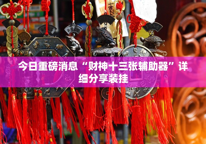 今日重磅消息“财神十三张辅助器”详细分享装挂