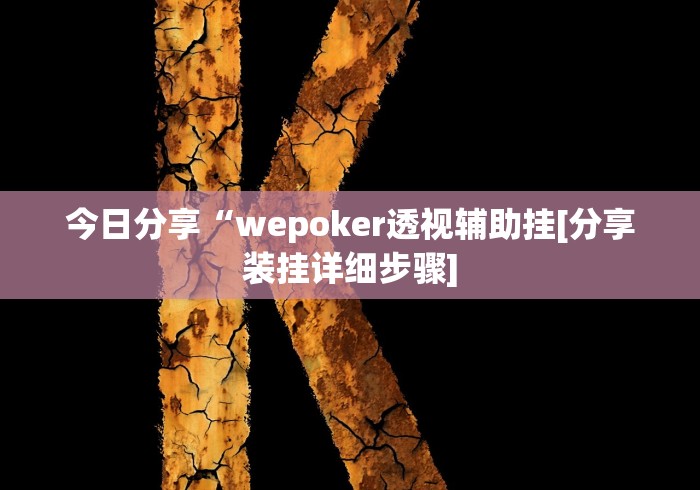 今日分享“wepoker透视辅助挂[分享装挂详细步骤]