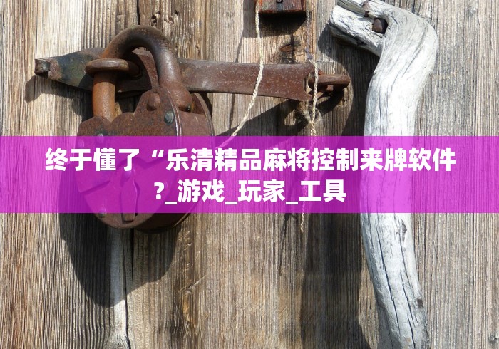 终于懂了“乐清精品麻将控制来牌软件?_游戏_玩家_工具