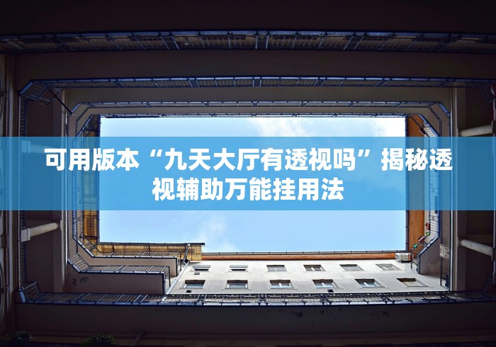 可用版本“九天大厅有透视吗”揭秘透视辅助万能挂用法