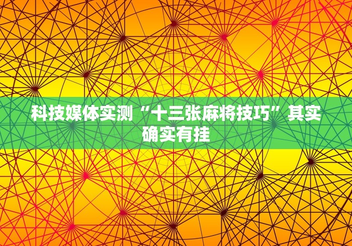 科技媒体实测“十三张麻将技巧”其实确实有挂