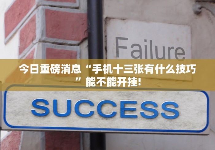 今日重磅消息“手机十三张有什么技巧”能不能开挂!