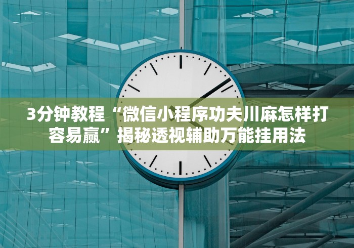 3分钟教程“微信小程序功夫川麻怎样打容易赢”揭秘透视辅助万能挂用法