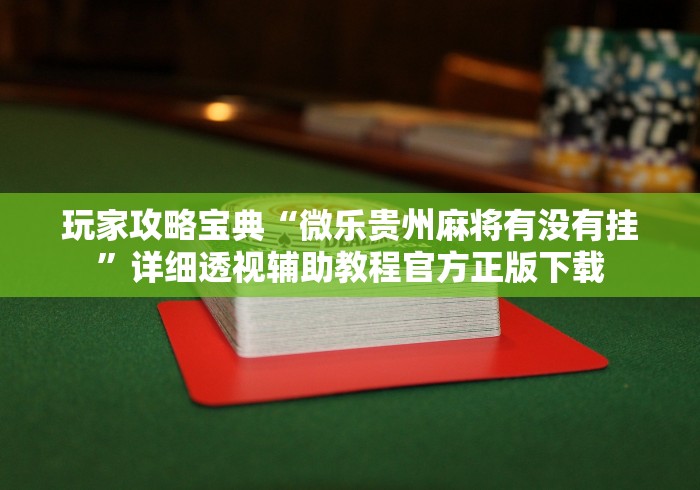 玩家攻略宝典“微乐贵州麻将有没有挂”详细透视辅助教程官方正版下载