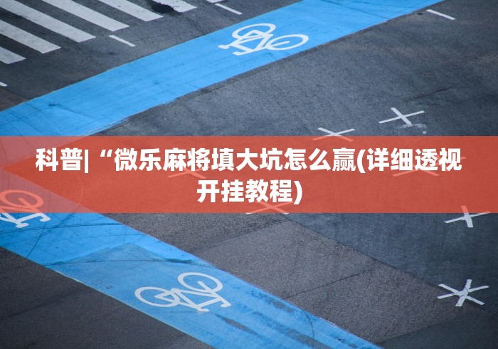科普|“微乐麻将填大坑怎么赢(详细透视开挂教程)