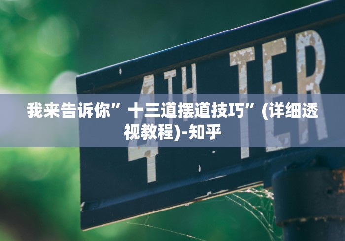我来告诉你	”十三道摆道技巧”(详细透视教程)-知乎