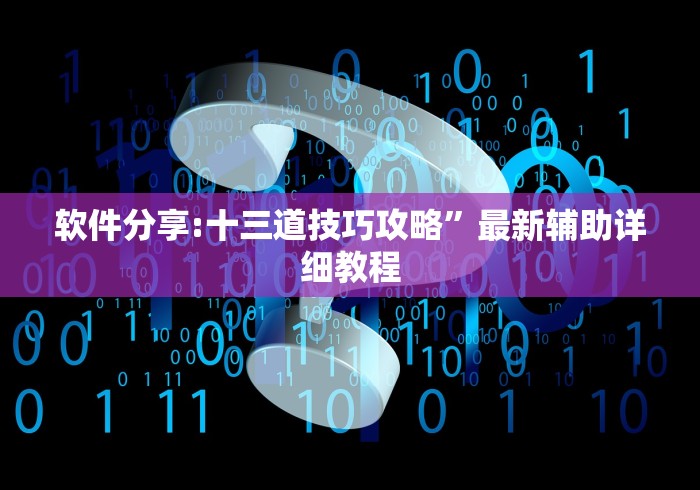 软件分享:十三道技巧攻略”最新辅助详细教程