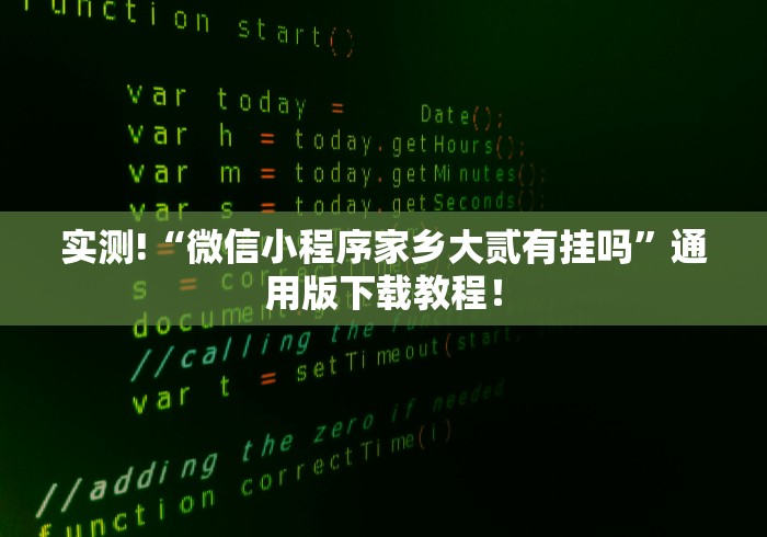实测!“微信小程序家乡大贰有挂吗”通用版下载教程！