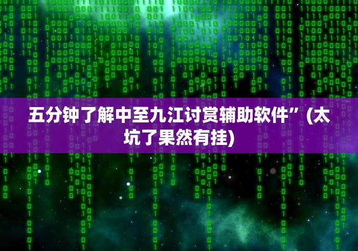 五分钟了解中至九江讨赏辅助软件”(太坑了果然有挂)