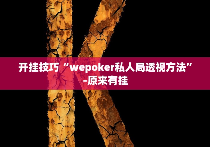 开挂技巧“wepoker私人局透视方法	”-原来有挂