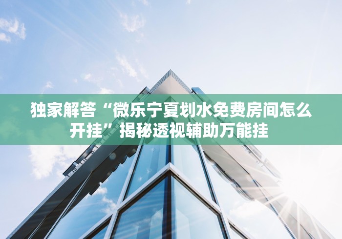 独家解答“微乐宁夏划水免费房间怎么开挂”揭秘透视辅助万能挂 