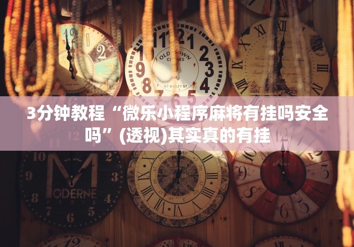3分钟教程“微乐小程序麻将有挂吗安全吗”(透视)其实真的有挂