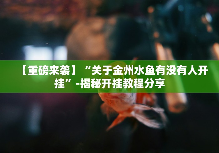 【重磅来袭】“关于金州水鱼有没有人开挂”-揭秘开挂教程分享