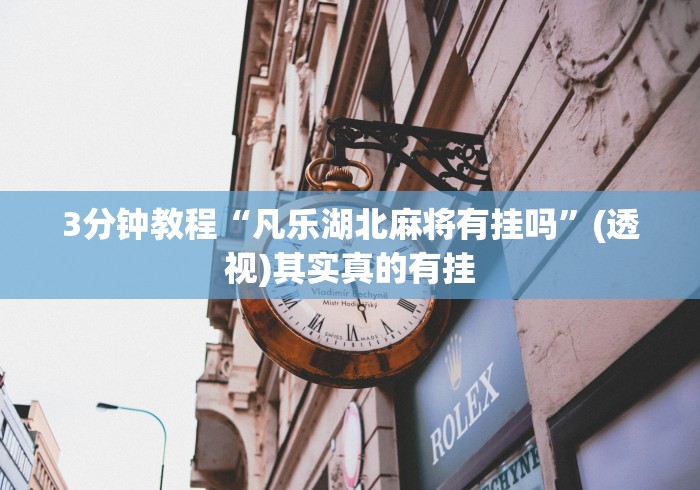 3分钟教程“凡乐湖北麻将有挂吗”(透视)其实真的有挂