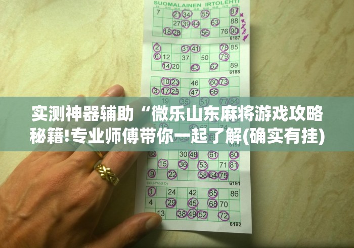 实测神器辅助“微乐山东麻将游戏攻略秘籍!专业师傅带你一起了解(确实有挂)