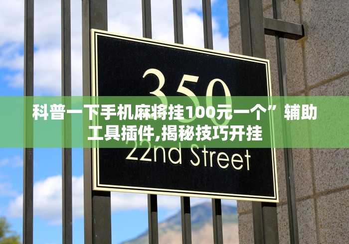 科普一下手机麻将挂100元一个”辅助工具插件,揭秘技巧开挂