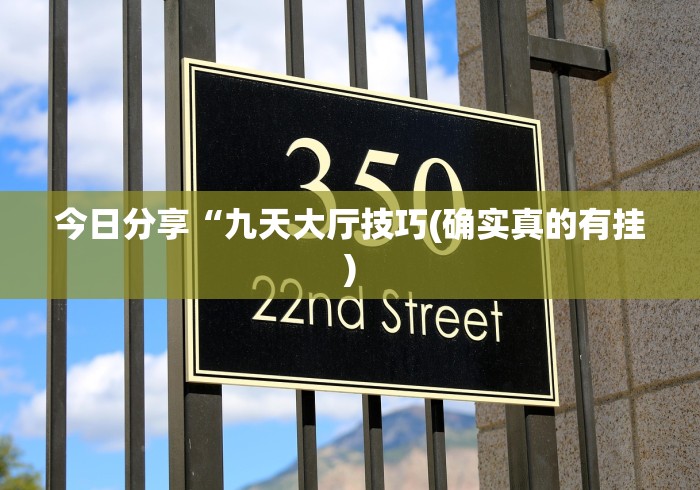 今日分享“九天大厅技巧(确实真的有挂)