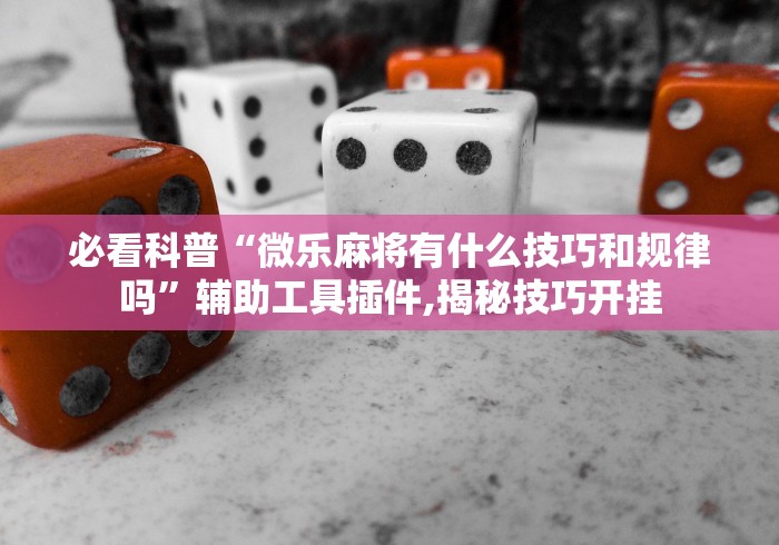 必看科普“微乐麻将有什么技巧和规律吗”辅助工具插件,揭秘技巧开挂