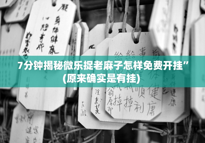 7分钟揭秘微乐捉老麻子怎样免费开挂	”(原来确实是有挂) 